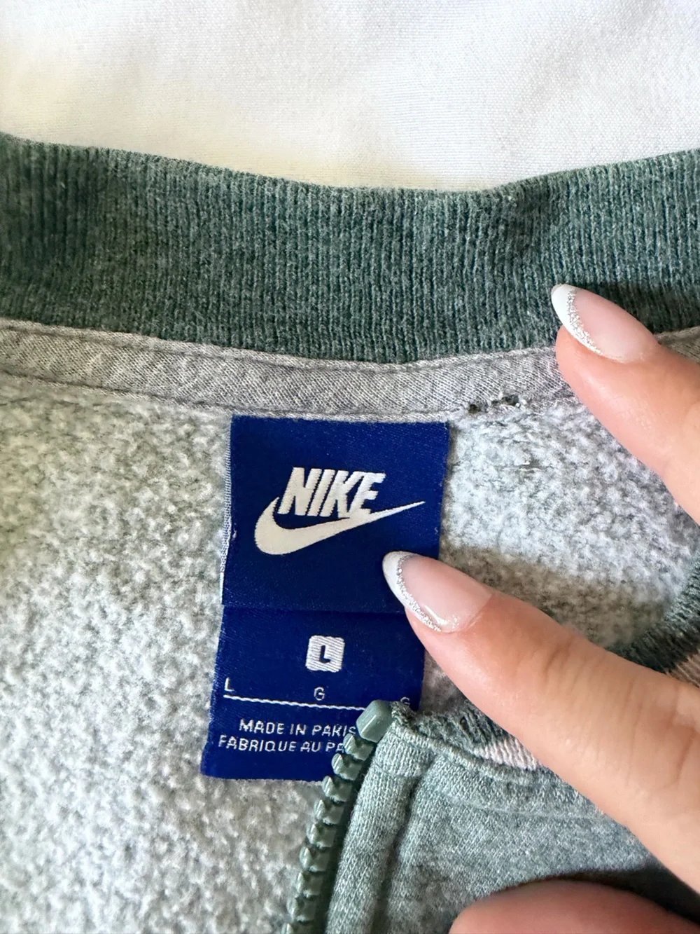 Nike Heather Green Fleece-Lined Crew with White Logo Tag
